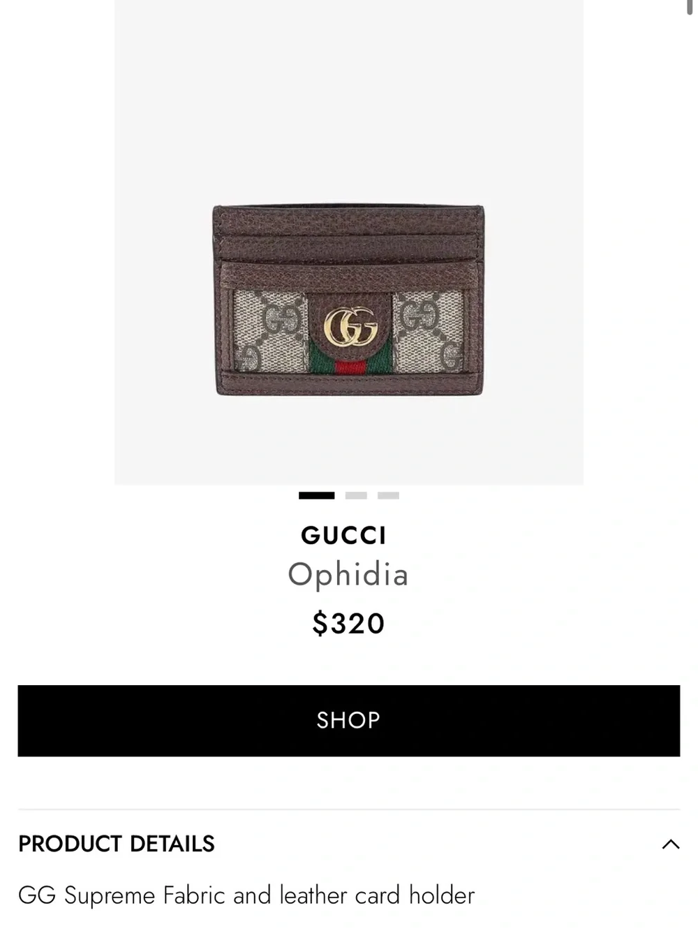 Gucci Brown GG Canvas Card Holder with Green Red Web and Gold Hardware